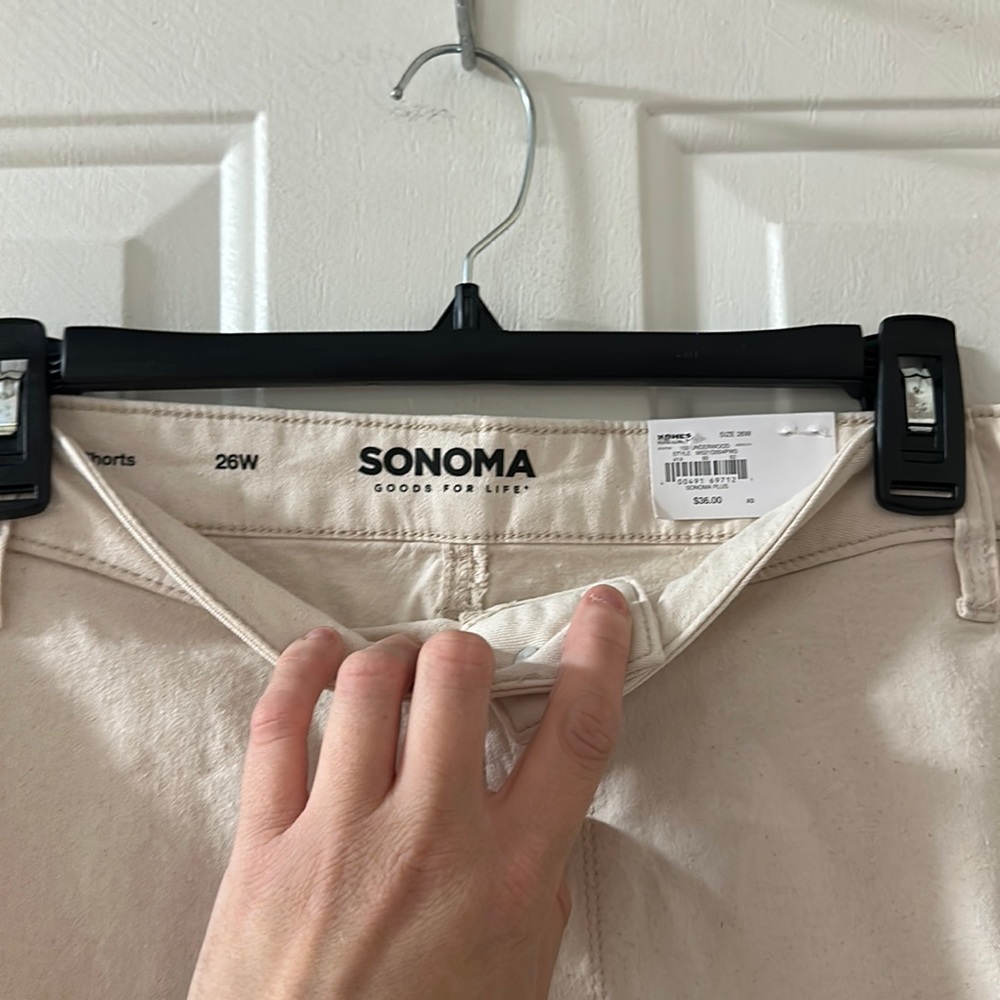 *FINAL*SONOMA HIGH RISE DENIM SHORTS: UNDERWOOD (CREAM): NEW WITH TAGS: SIZE 26W - Picture 3 of 5